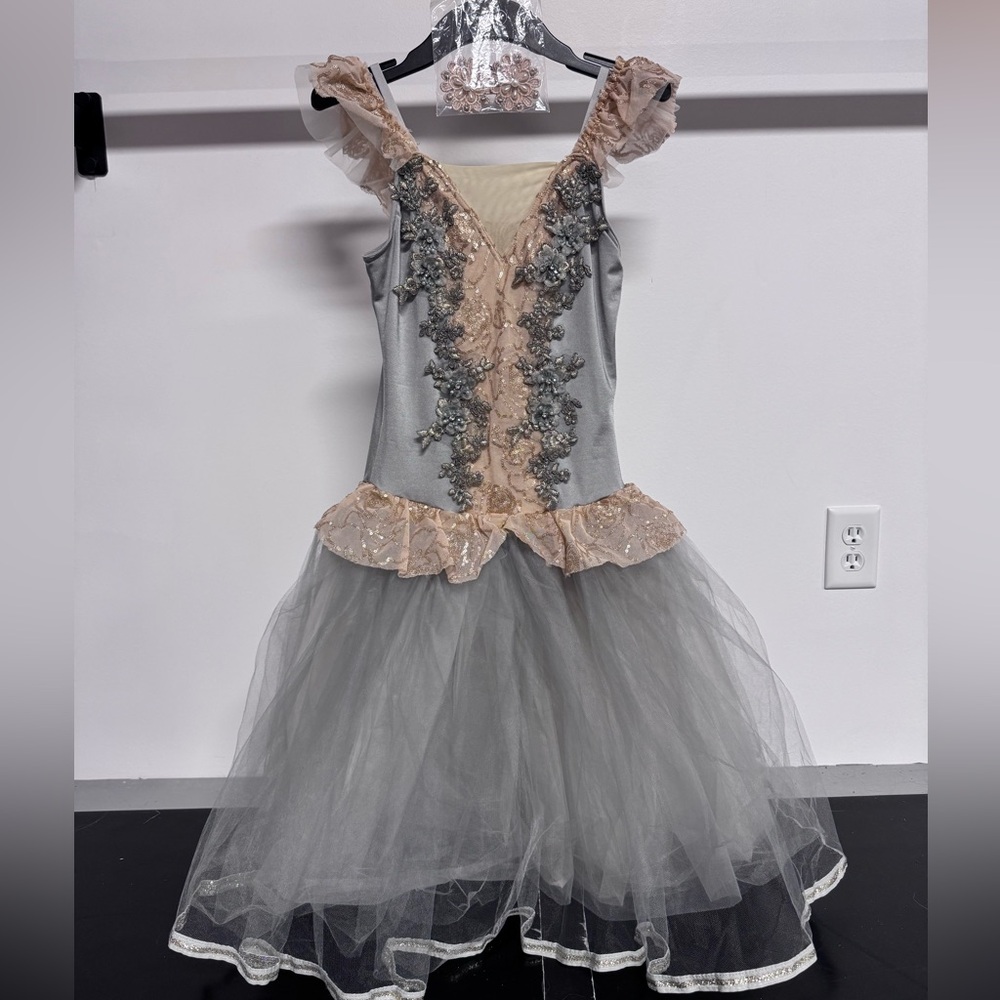 New Weissman Silver Gray Gold Tiered Dance Ballet Costume Tutu MA Medium Adult